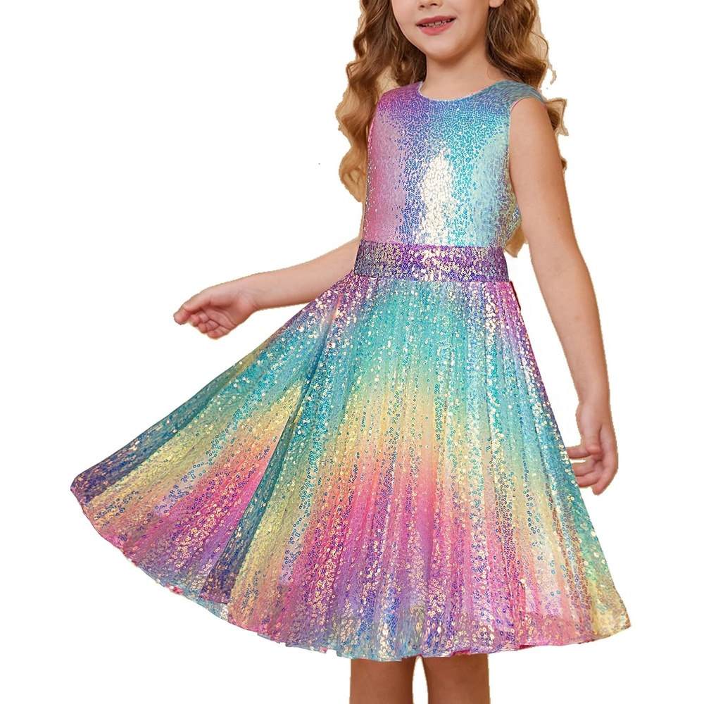 image:imageGRACE KARIN Girls Fancy Sparkly Sequin Formal Party Dance Dress 614Rainbow