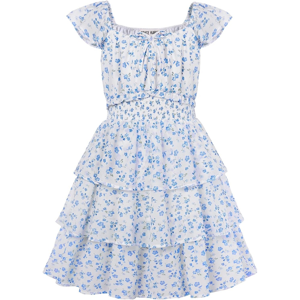 image:imageGRACE KARIN Girls Floral Spring Summer Easter Dress Teen Dresses Size 716Blue Floral
