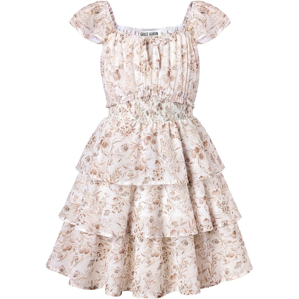 image:imageGRACE KARIN Girls Floral Spring Summer Easter Dress Teen Dresses Size 716Cream Pink Rose Floral