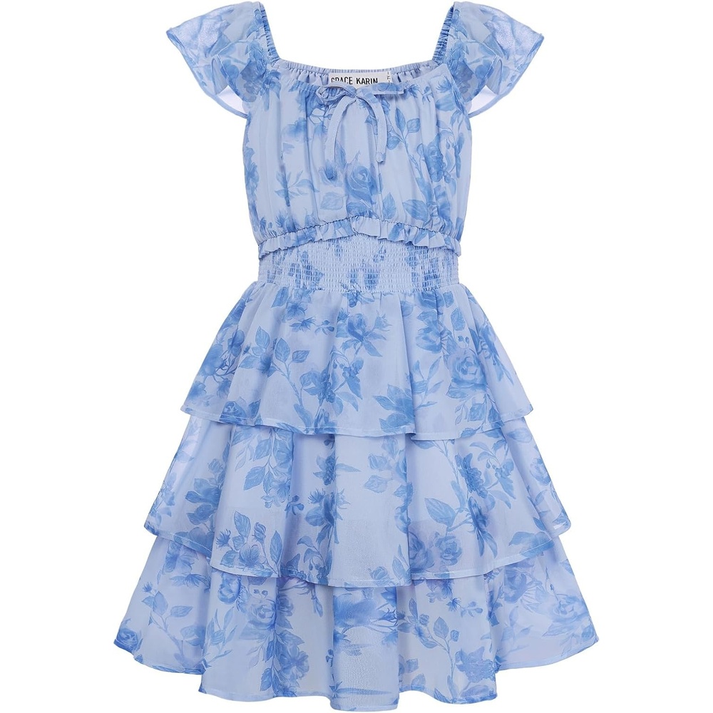 image:imageGRACE KARIN Girls Floral Spring Summer Easter Dress Teen Dresses Size 716Dark Blue Floral