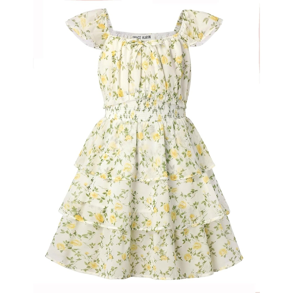 image:imageGRACE KARIN Girls Floral Spring Summer Easter Dress Teen Dresses Size 716Fresh Yellow Flowers