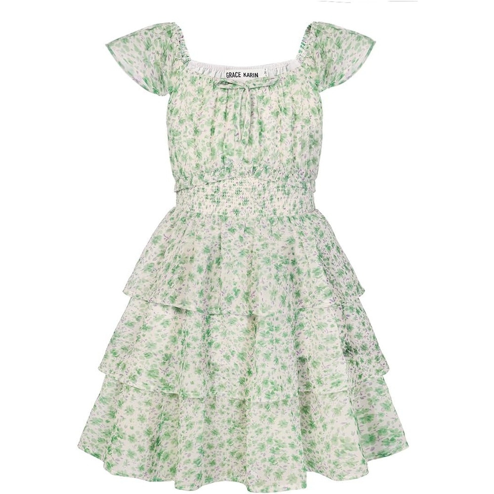 image:imageGRACE KARIN Girls Floral Spring Summer Easter Dress Teen Dresses Size 716Green Floral