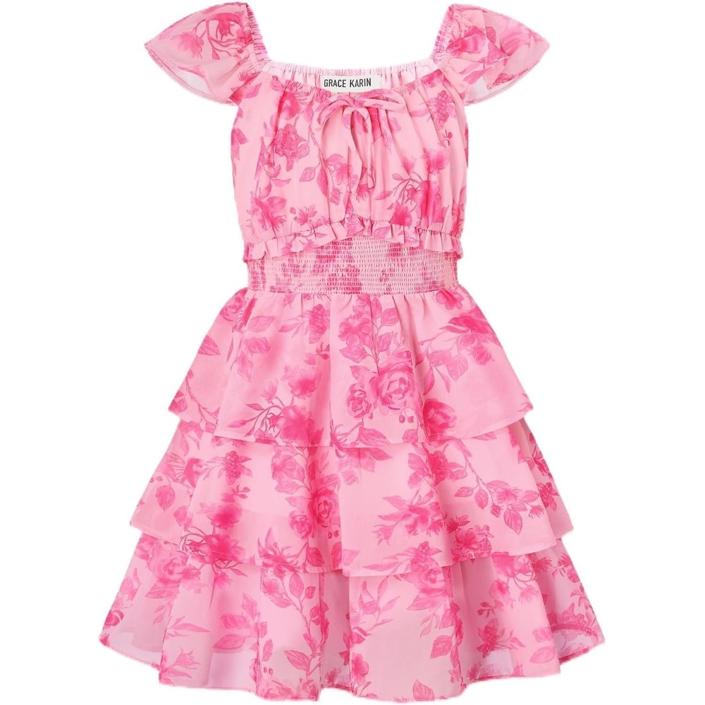 image:imageGRACE KARIN Girls Floral Spring Summer Easter Dress Teen Dresses Size 716Romantic Pink Rose
