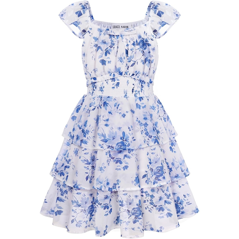 image:imageGRACE KARIN Girls Floral Spring Summer Easter Dress Teen Dresses Size 716Unique Blue Floral