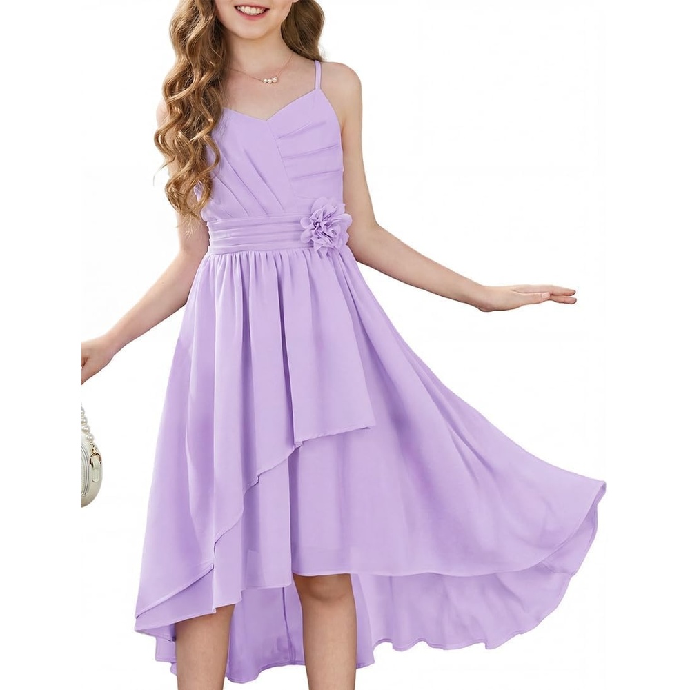 image:imageGRACE KARIN Girls Formal Party Chiffon Shirred High Low Dress Size 716Light Purple