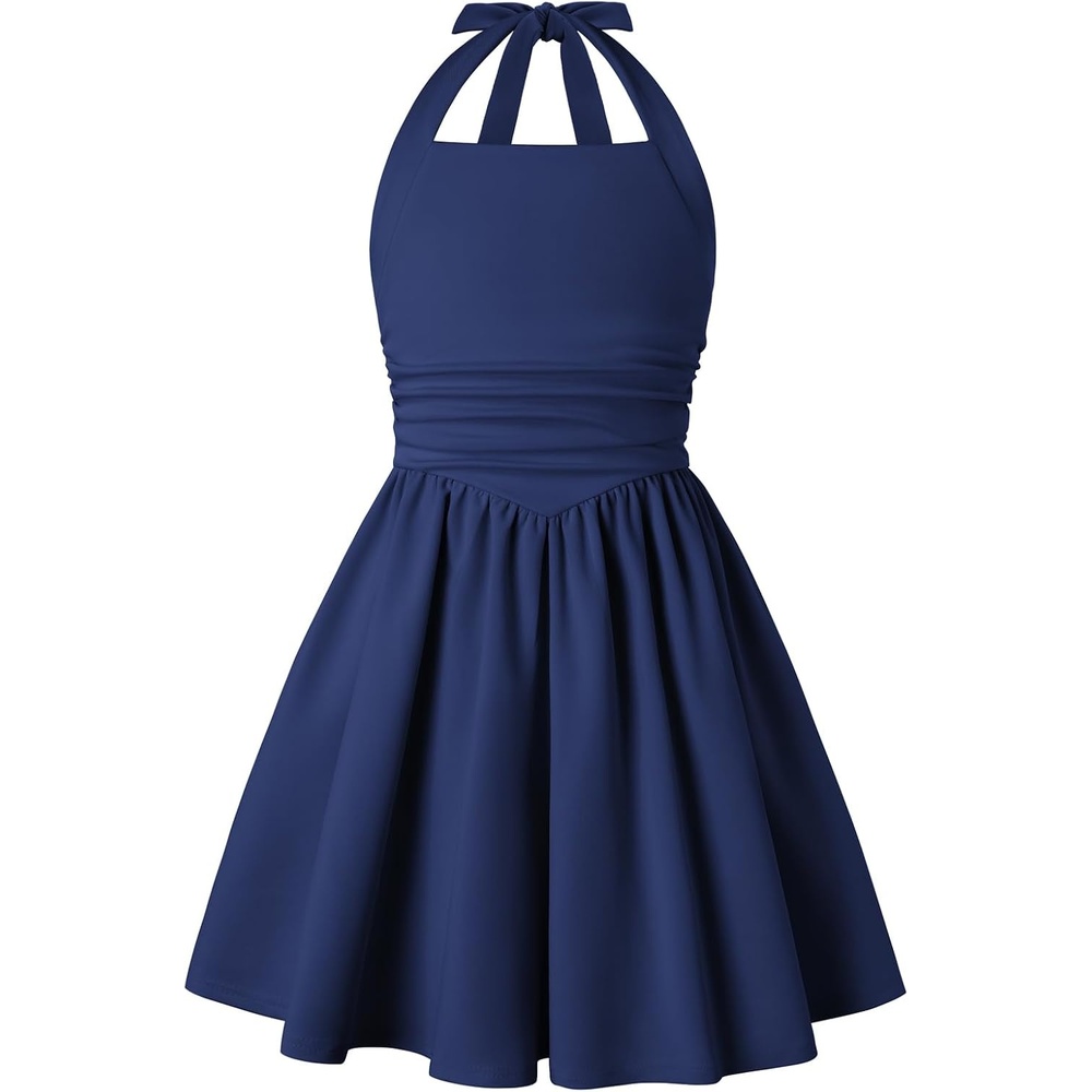 image:imageGRACE KARIN Girls Halter Birthday Party Formal Tie Back Dresses with PocketNavy Blue