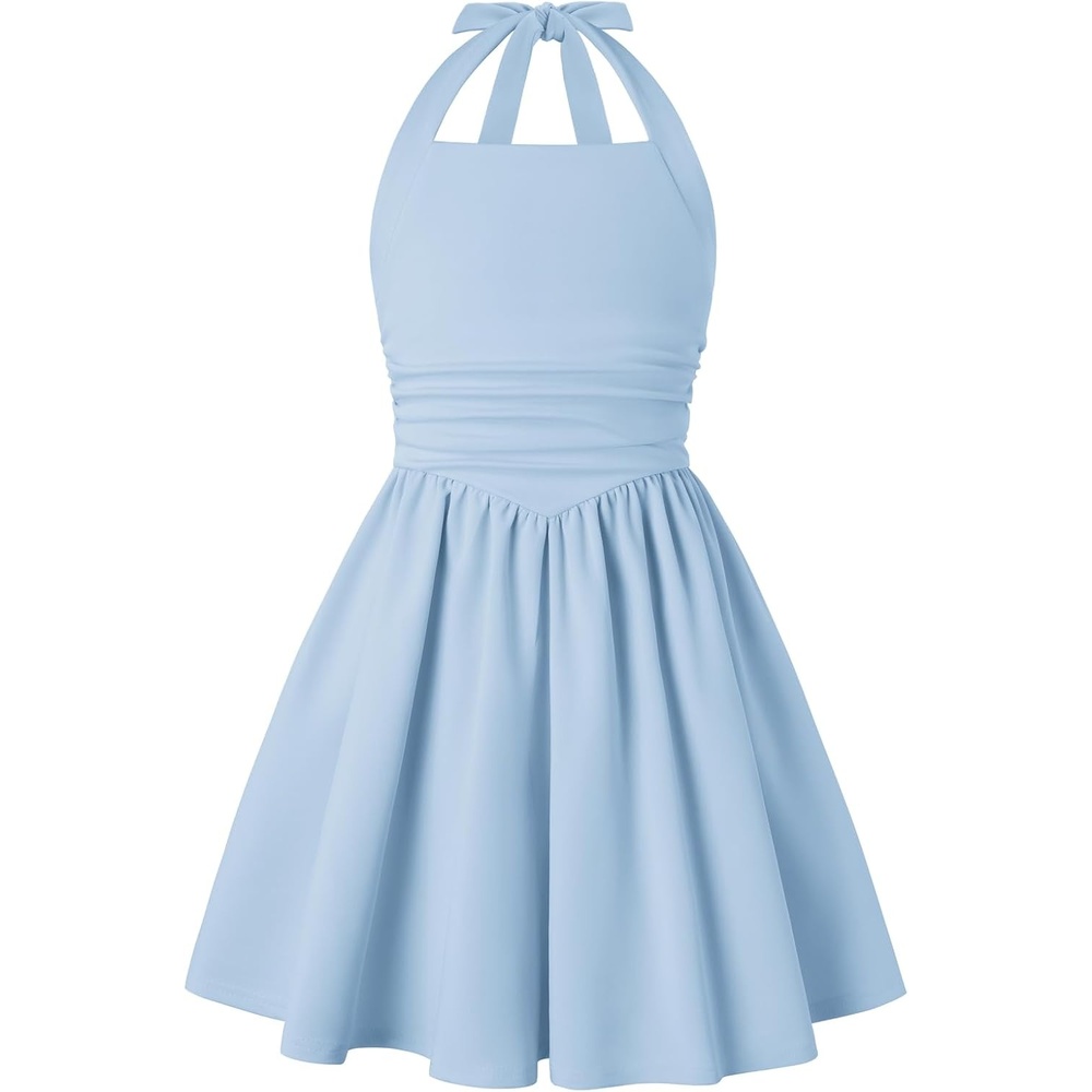image:imageGRACE KARIN Girls Halter Birthday Party Formal Tie Back Dresses with PocketSky Blue