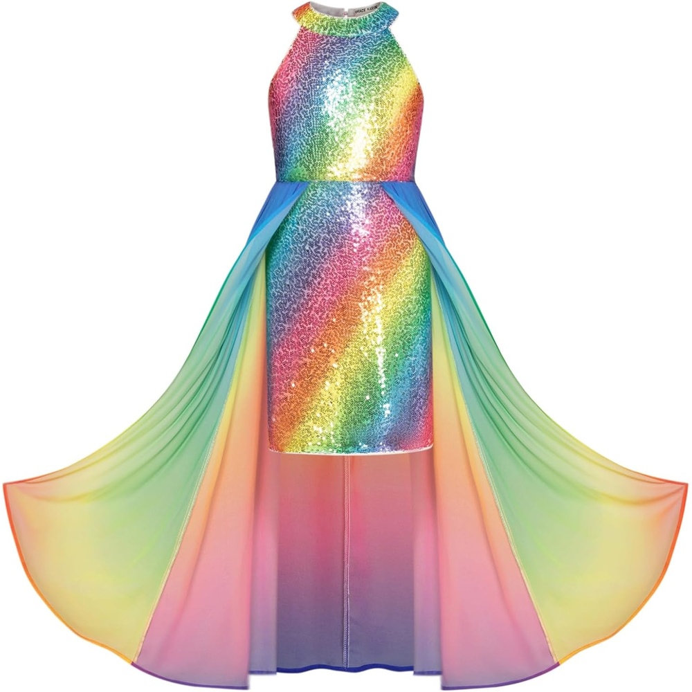 image:imageGRACE KARIN Girls Halter Neck Sequin Dress Kids Fancy Formal Party Christmas Sparkly Pageant Birthday DressesMultiple Colour