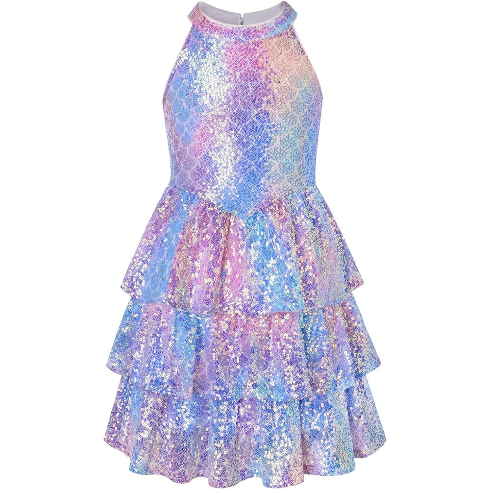 image:imageGRACE KARIN Girls Halter Neck Sparkly Sequin Party Formal Fancy Dress 614Colorful Mermaid