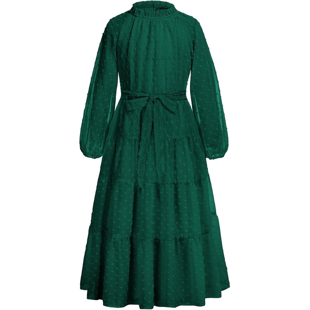 image:imageGRACE KARIN Girls Long Sleeve Dress Fall Aline Flowy Maxi Dresses 514YDark Green