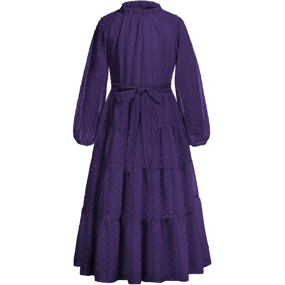 image:imageGRACE KARIN Girls Long Sleeve Dress Fall Aline Flowy Maxi Dresses 514YDark Purple