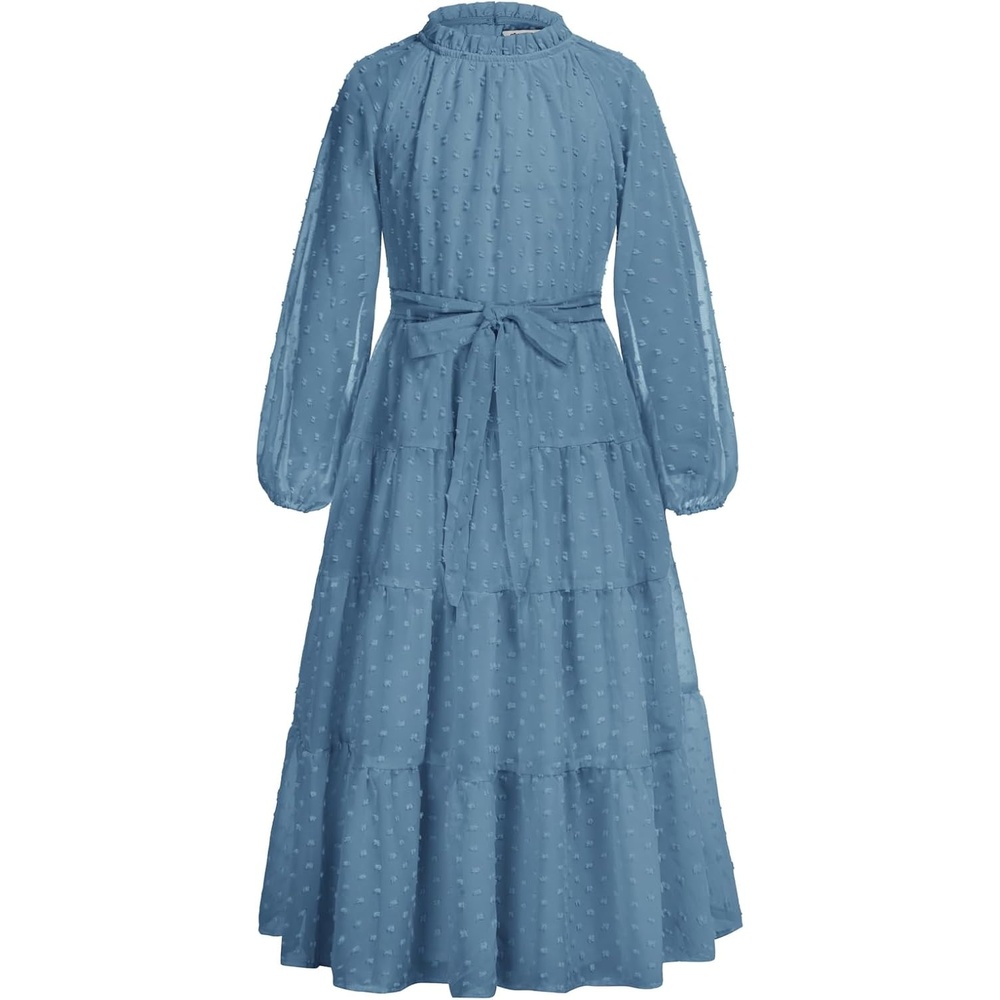 image:imageGRACE KARIN Girls Long Sleeve Dress Fall Aline Flowy Maxi Dresses 514YGrey Blue