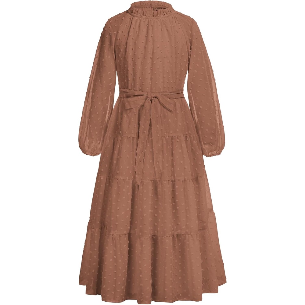 image:imageGRACE KARIN Girls Long Sleeve Dress Fall Aline Flowy Maxi Dresses 514YKhaki