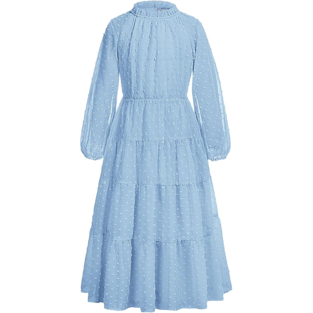 image:imageGRACE KARIN Girls Long Sleeve Dress Fall Aline Flowy Maxi Dresses 514YLight Blue