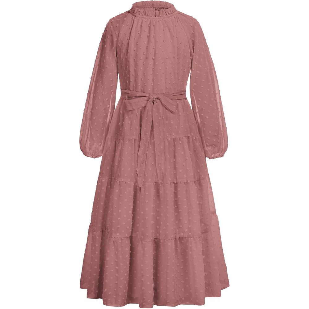 image:imageGRACE KARIN Girls Long Sleeve Dress Fall Aline Flowy Maxi Dresses 514YRedbrown