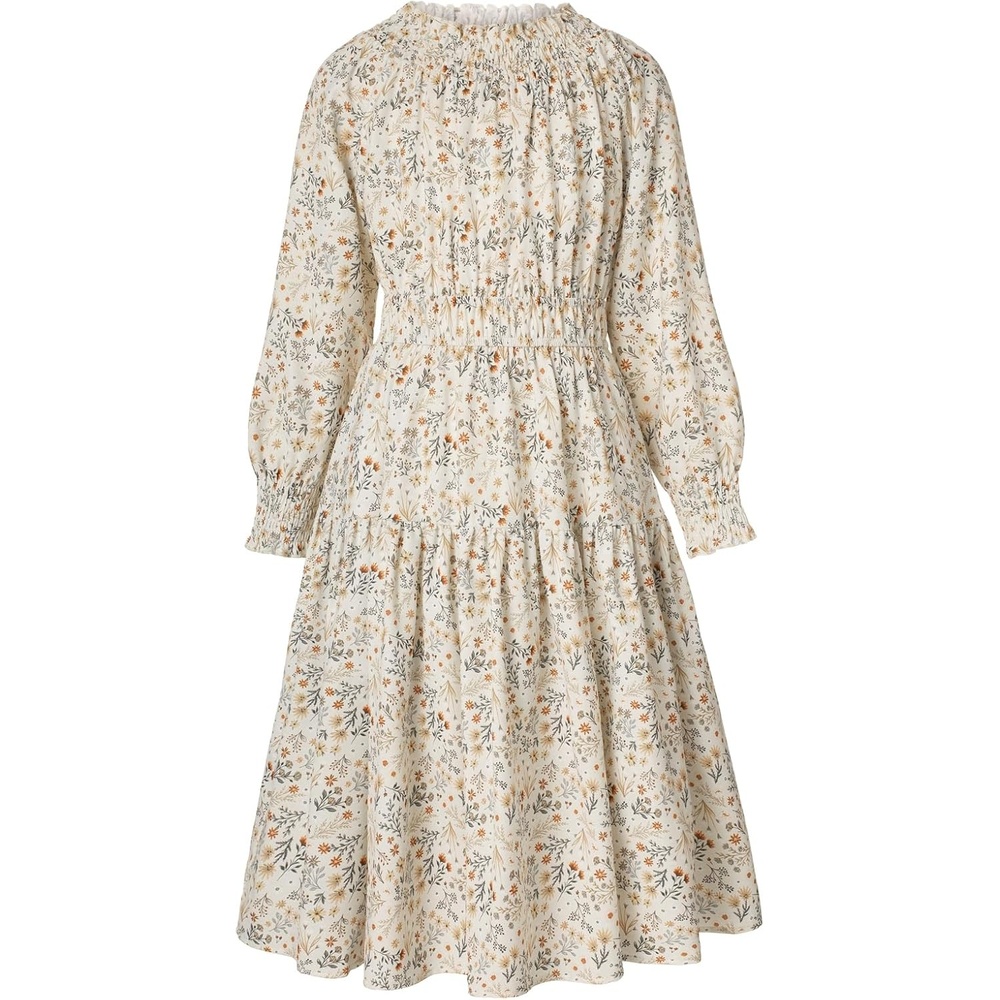 image:imageGRACE KARIN Girls Long Sleeve Fall Floral Dresses with Pocket 614 YearsBeige