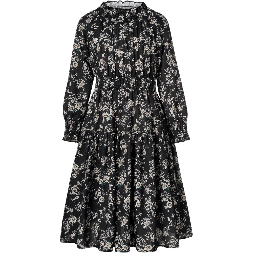 image:imageGRACE KARIN Girls Long Sleeve Fall Floral Dresses with Pocket 614 YearsBlack