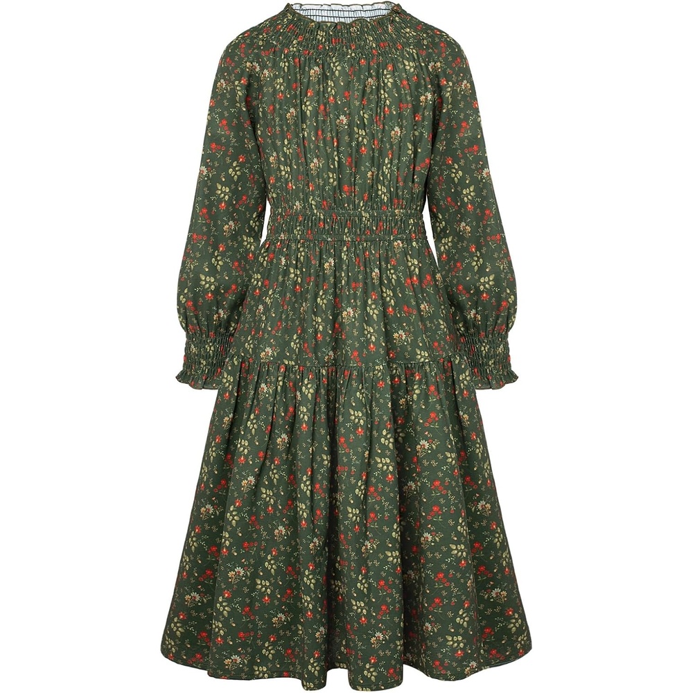 image:imageGRACE KARIN Girls Long Sleeve Fall Floral Dresses with Pocket 614 YearsDark Green