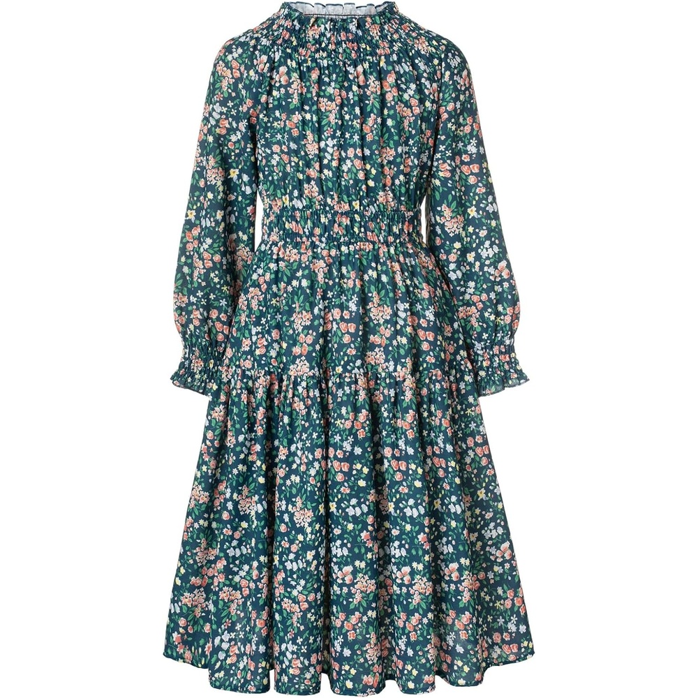 image:imageGRACE KARIN Girls Long Sleeve Fall Floral Dresses with Pocket 614 YearsGreen
