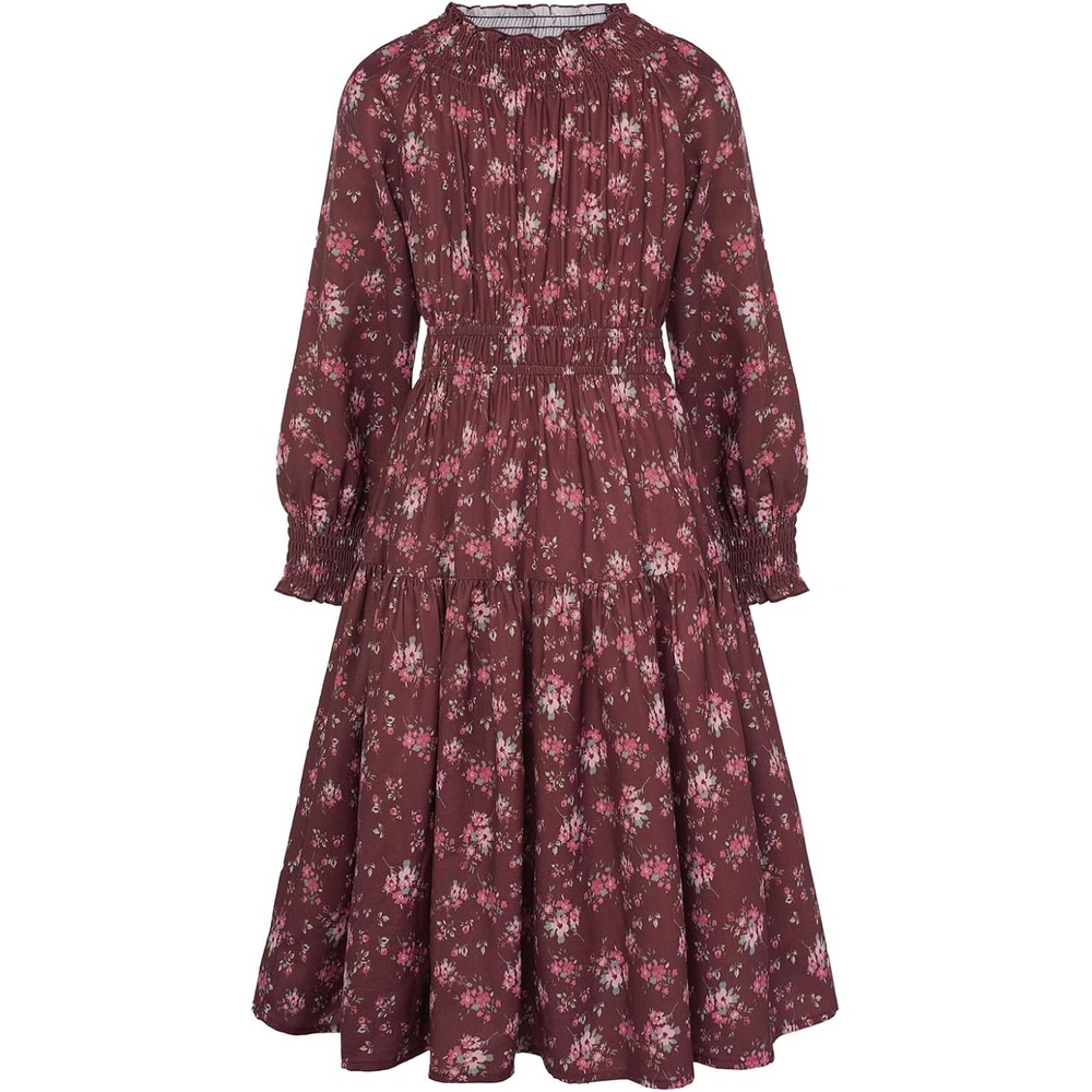 image:imageGRACE KARIN Girls Long Sleeve Fall Floral Dresses with Pocket 614 YearsRed