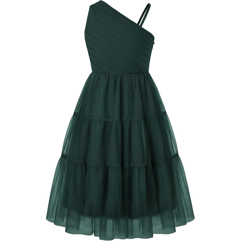 image:imageGRACE KARIN Girls Maxi Flower Christmas Formal Party Tulle Prom Dress 714Eden Green