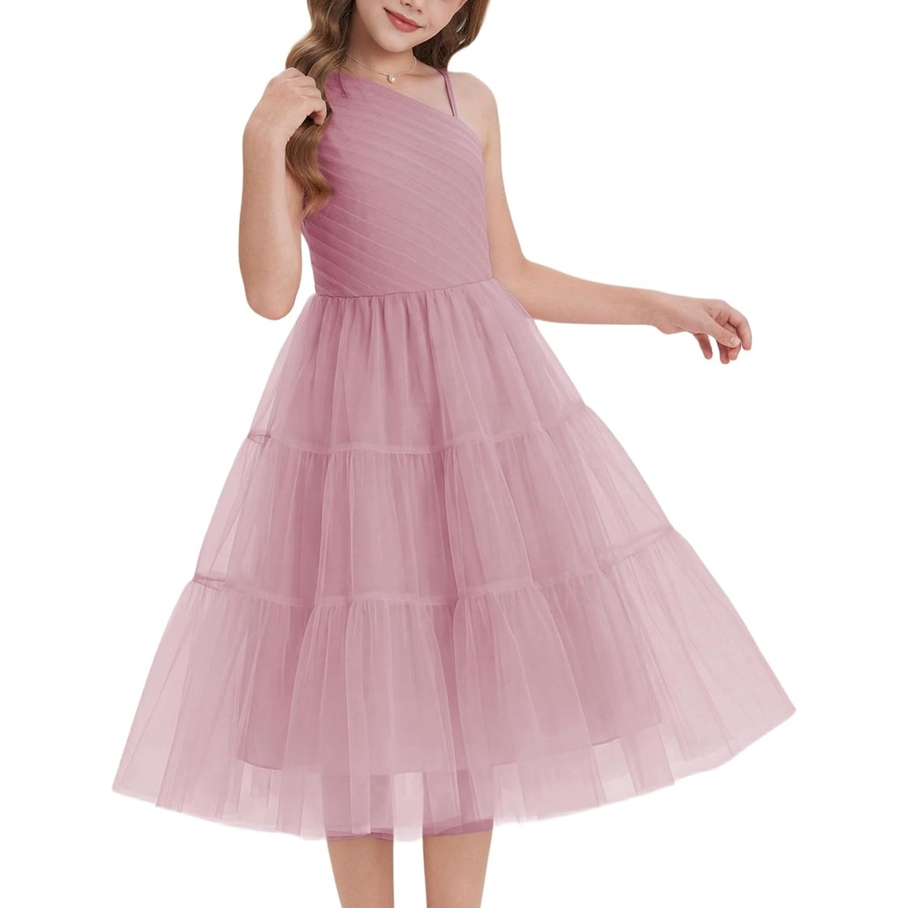 image:imageGRACE KARIN Girls Maxi Flower Christmas Formal Party Tulle Prom Dress 714Gray Pink