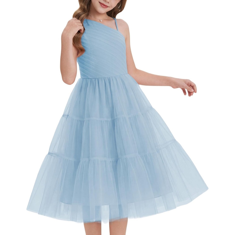 image:imageGRACE KARIN Girls Maxi Flower Christmas Formal Party Tulle Prom Dress 714Pale Blue