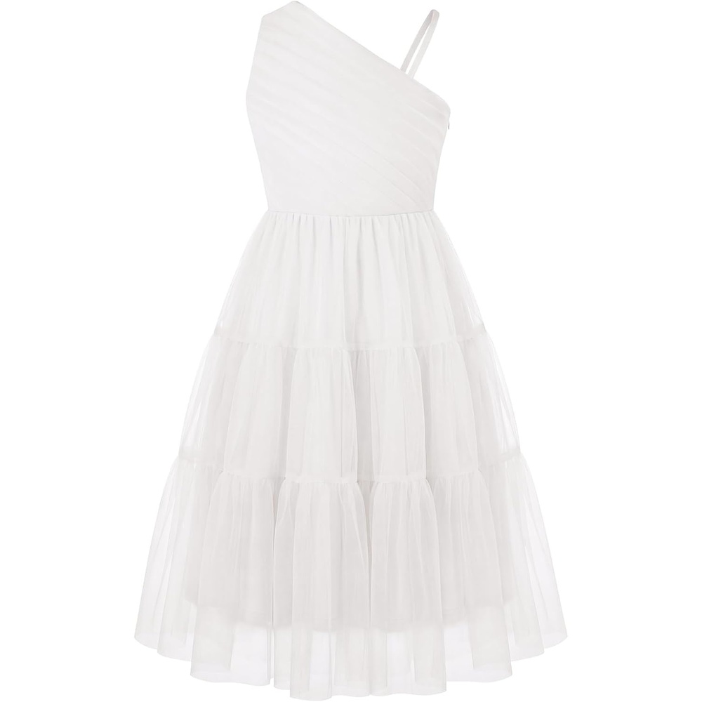 image:imageGRACE KARIN Girls Maxi Flower Christmas Formal Party Tulle Prom Dress 714White