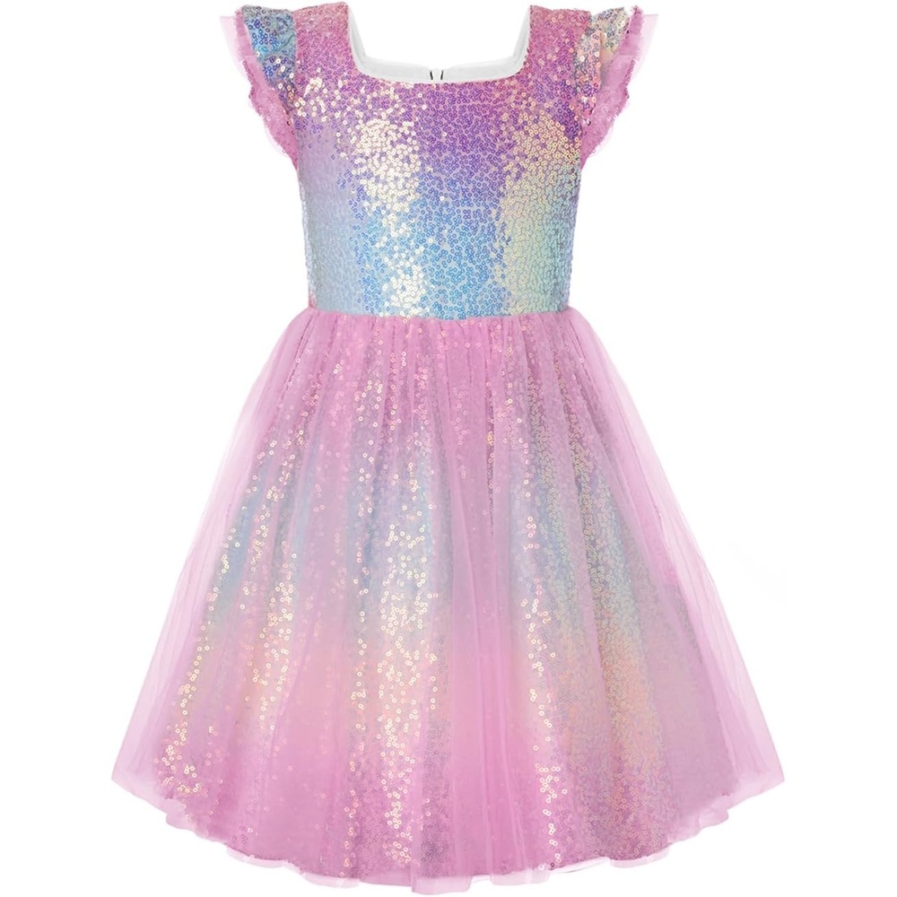image:imageGRACE KARIN Girls Party Sequin Dress Size 612Y Kids Birthday Dance Formal Sparkly Dresses Wedding Flower Girl DressRainbow