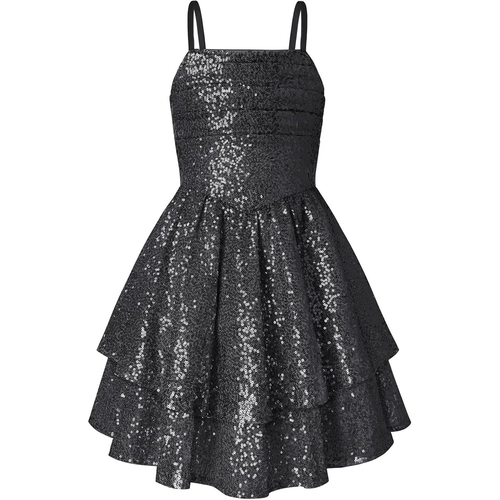 image:imageGRACE KARIN Girls Sequin Formal Party Birthday Christmas Fancy Dresses 714Black