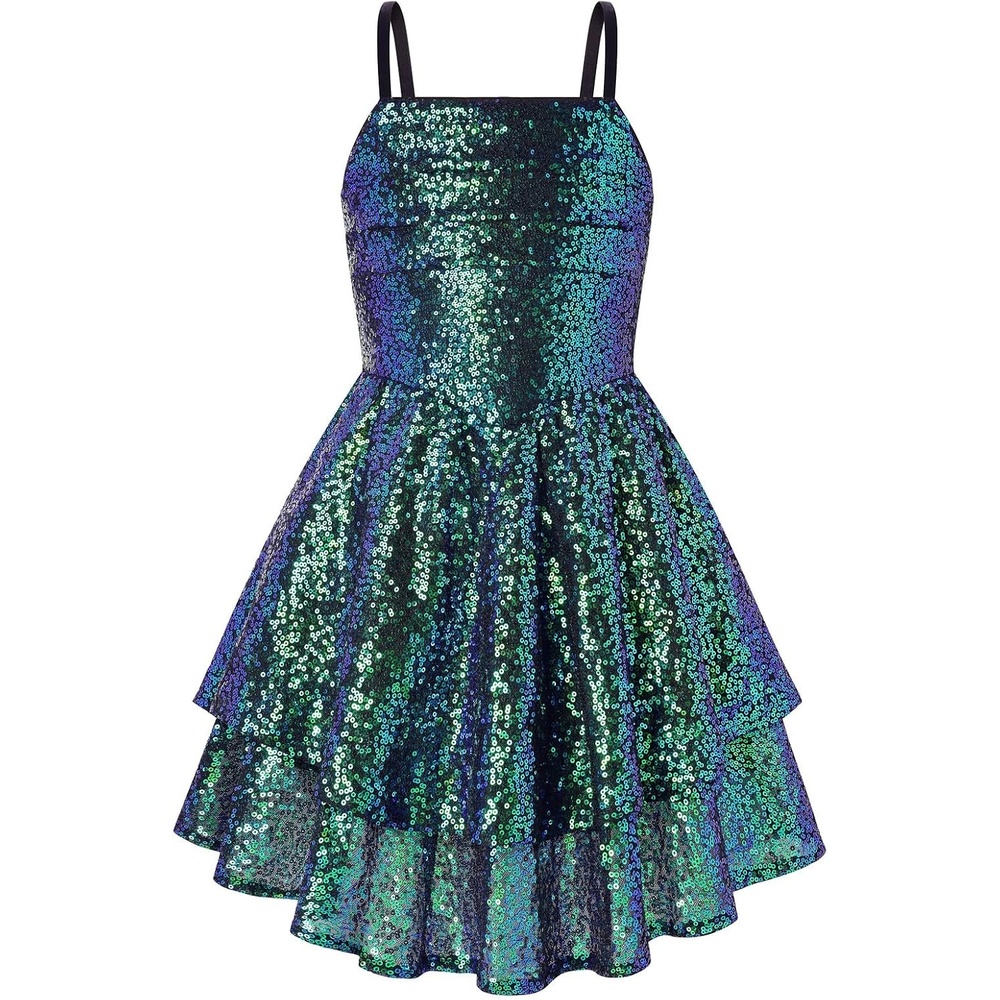 image:imageGRACE KARIN Girls Sequin Formal Party Birthday Christmas Fancy Dresses 714Dark Green