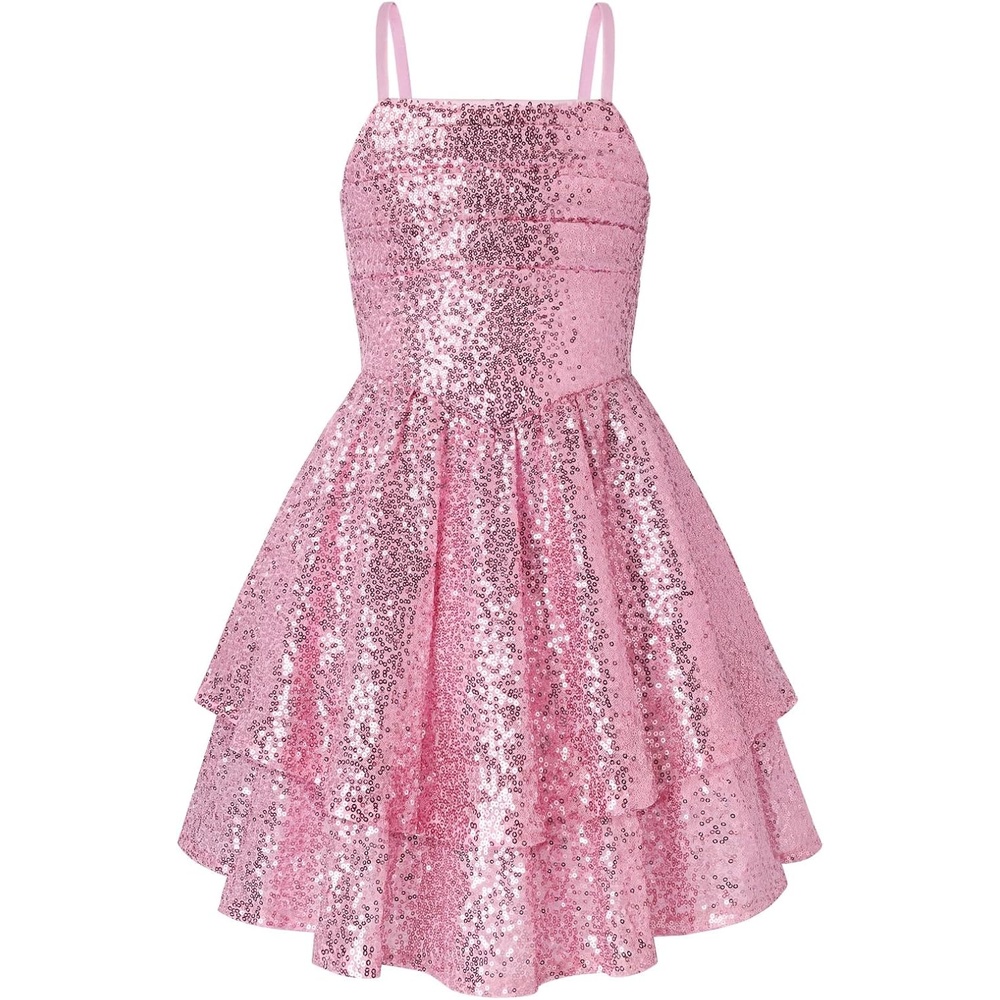 image:imageGRACE KARIN Girls Sequin Formal Party Birthday Christmas Fancy Dresses 714Pink