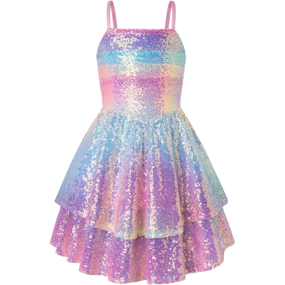 image:imageGRACE KARIN Girls Sequin Formal Party Birthday Christmas Fancy Dresses 714Rainbow