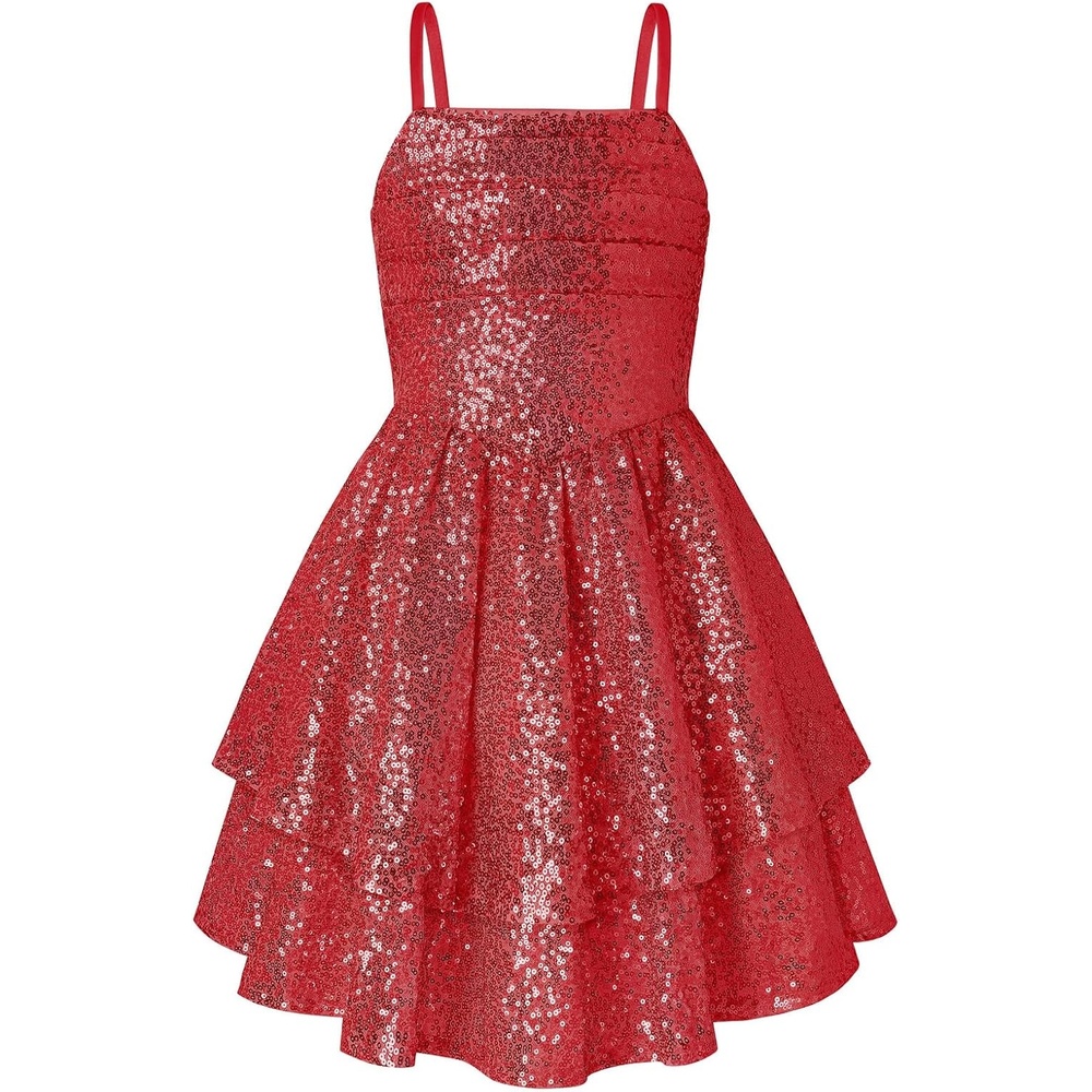 image:imageGRACE KARIN Girls Sequin Formal Party Birthday Christmas Fancy Dresses 714Red