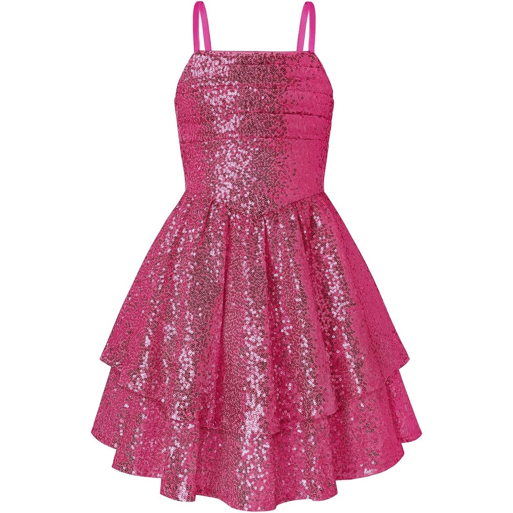 image:imageGRACE KARIN Girls Sequin Formal Party Birthday Christmas Fancy Dresses 714Rose Red