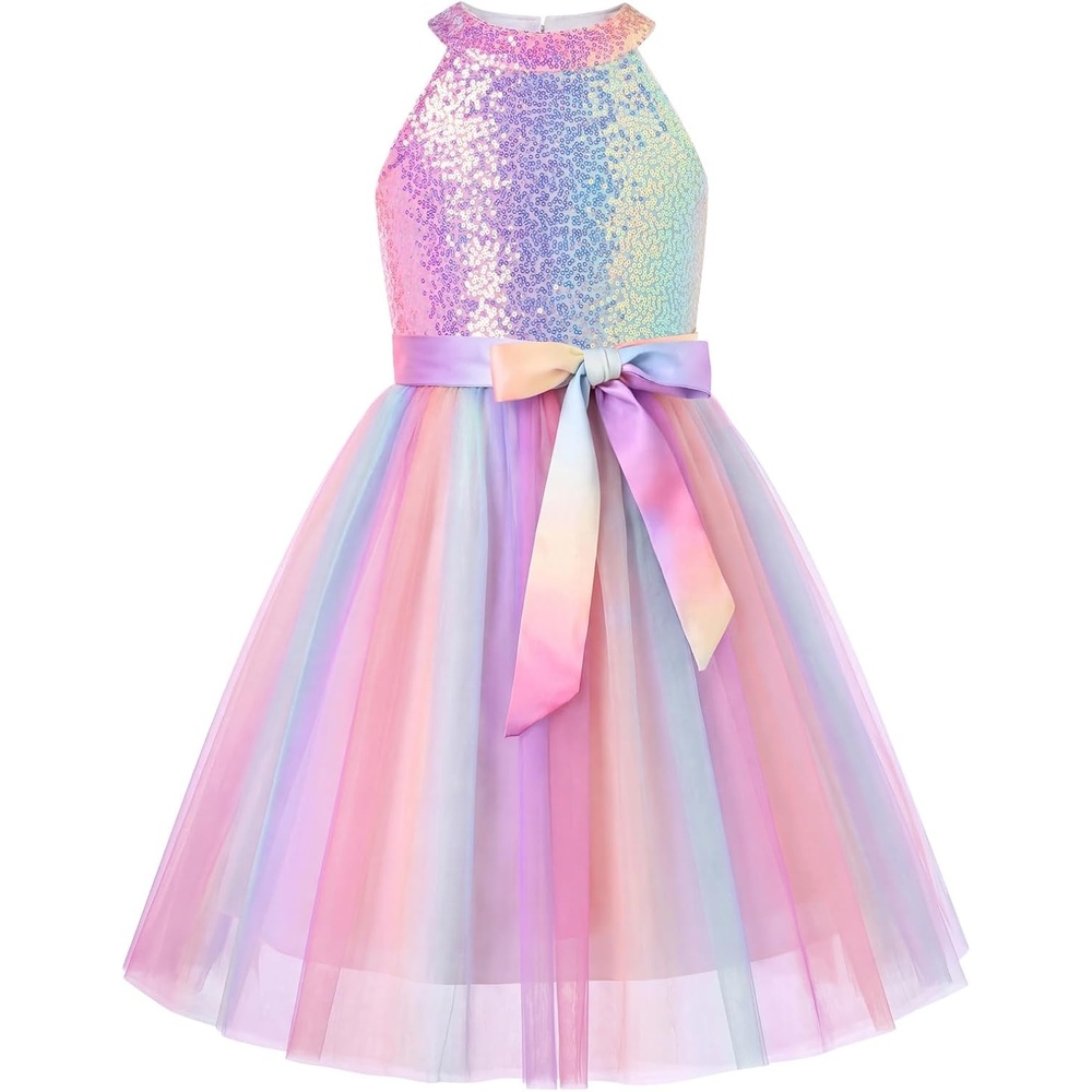 image:imageGRACE KARIN Girls Sequin Tulle Halter Dress Party Formal GownOmber