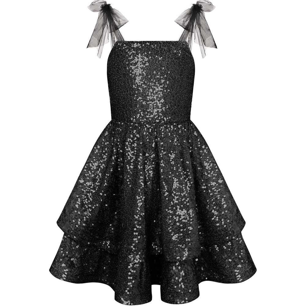 image:imageGRACE KARIN Girls Sparkly Sequin Formal Party Dress Fancy Dance 614YBlack