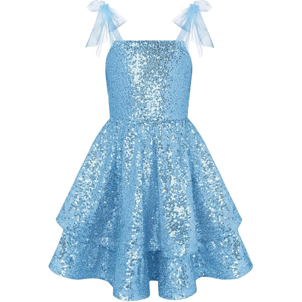 image:imageGRACE KARIN Girls Sparkly Sequin Formal Party Dress Fancy Dance 614YLight Blue