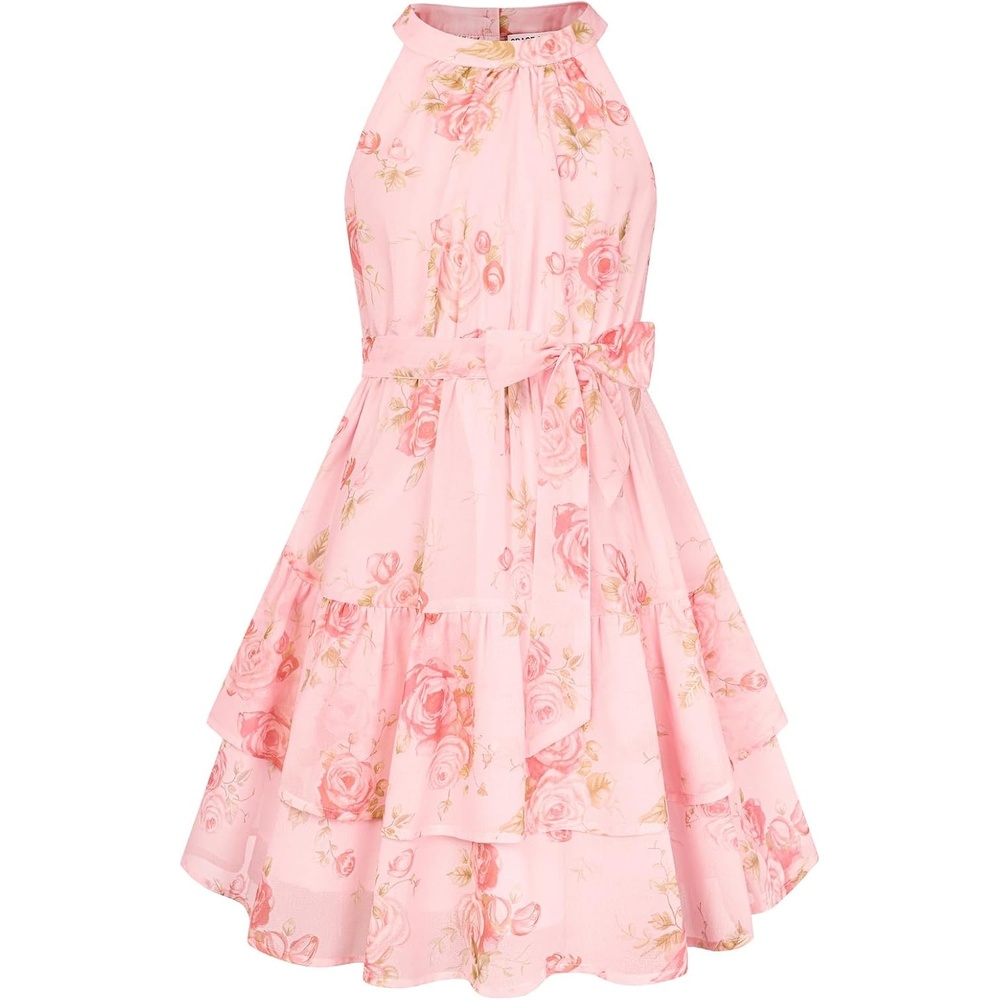 image:imageGRACE KARIN Girls Summer Beach Dress Floral Halter Hawaiian Party VacationPink