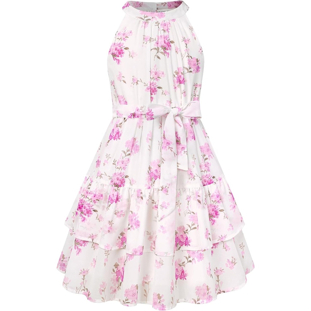 image:imageGRACE KARIN Girls Summer Beach Dress Floral Halter Hawaiian Party VacationPurple Flower