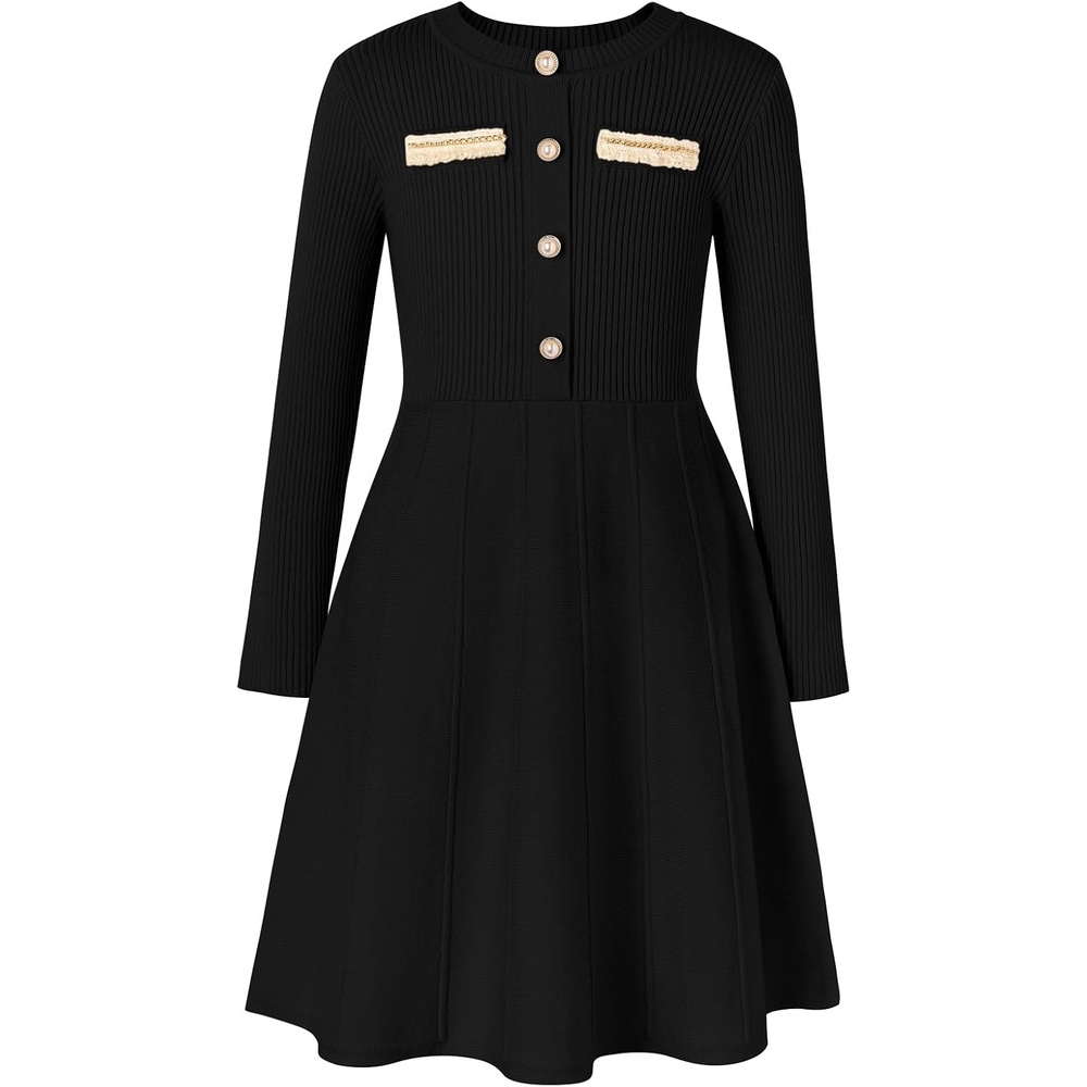 image:imageGRACE KARIN Girls Sweater Dress Long Sleeve Fall Knit Dresses 714 YearsBlack