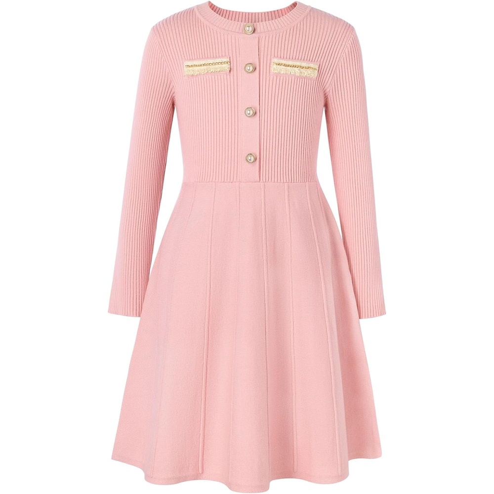 image:imageGRACE KARIN Girls Sweater Dress Long Sleeve Fall Knit Dresses 714 YearsLight Pink
