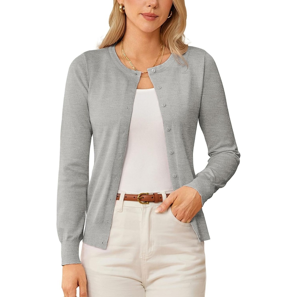 image:imageGRACE KARIN Knit Cardigan Sweaters for Women Lightweight Fall Outfits 2026Gray
