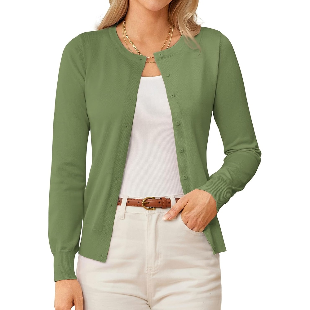 image:imageGRACE KARIN Knit Cardigan Sweaters for Women Lightweight Fall Outfits 2026Moss Green