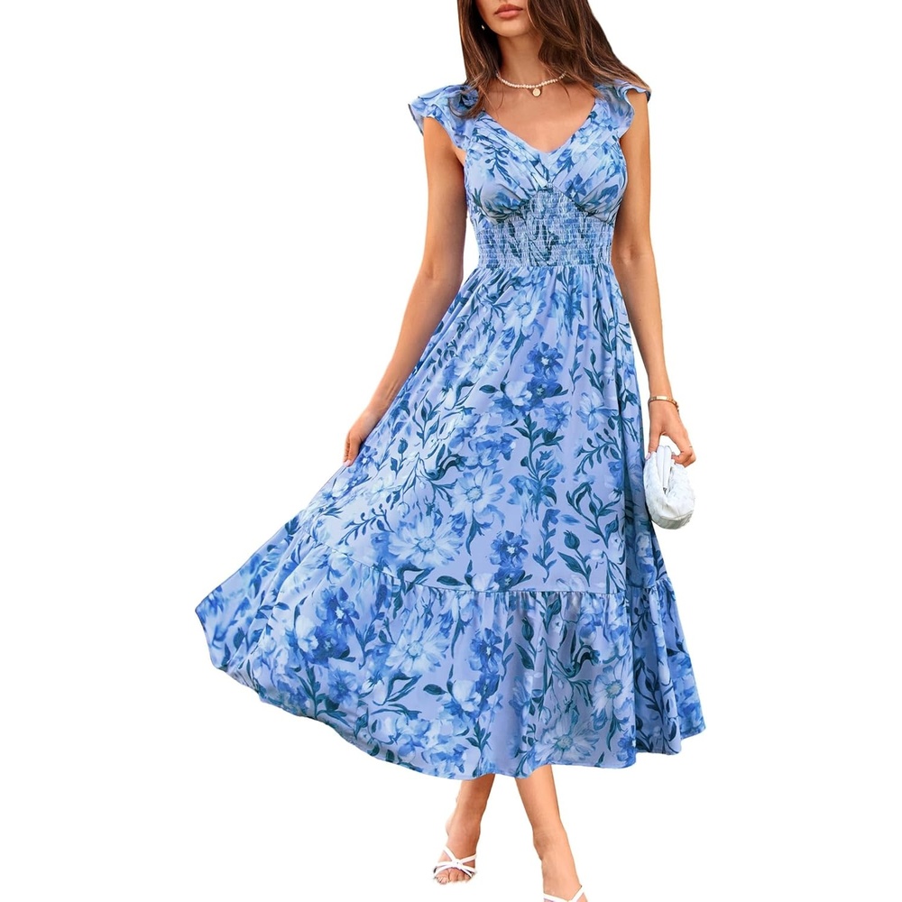 image:imageGRACE KARIN Womens Summer Floral Maxi Wedding Guest DressesBlue Floral