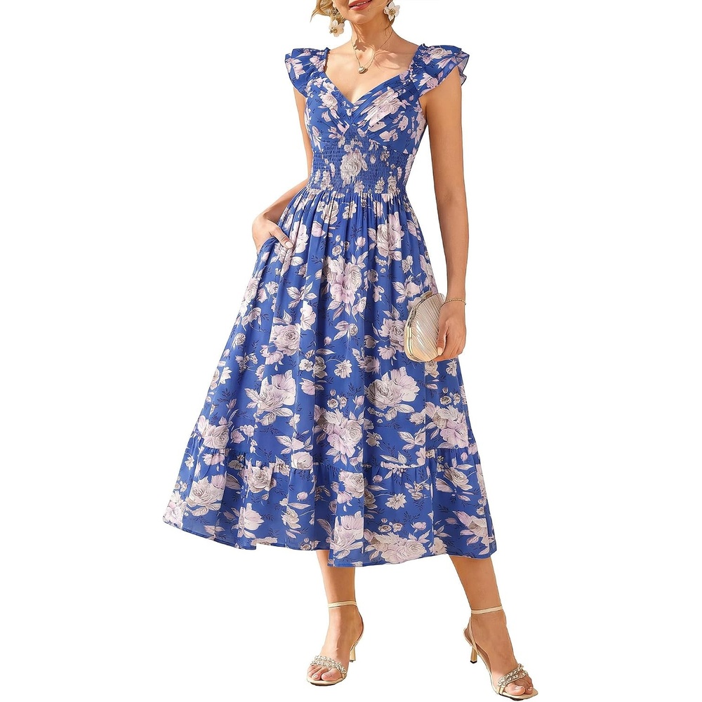 image:imageGRACE KARIN Womens Summer Floral Maxi Wedding Guest DressesDark Blue