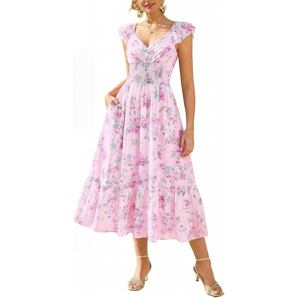 image:imageGRACE KARIN Womens Summer Floral Maxi Wedding Guest DressesLight Pink