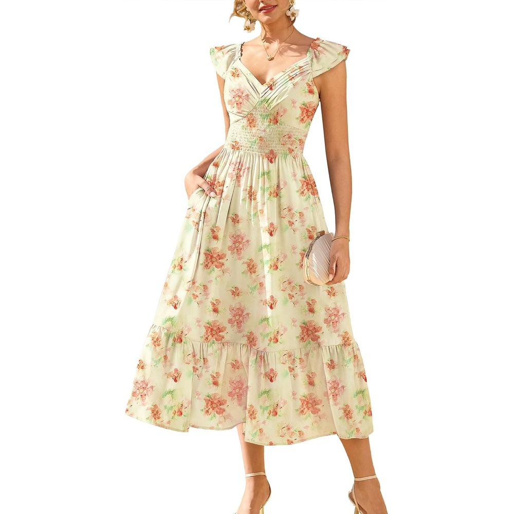 image:imageGRACE KARIN Womens Summer Floral Maxi Wedding Guest DressesYellow Floral