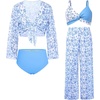 Trendy White Blue Floral