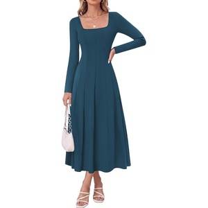 GRACE KARIN 2026 Womens Cotton Fall Wedding Guest Midi Dresses with Pockets(Navy)